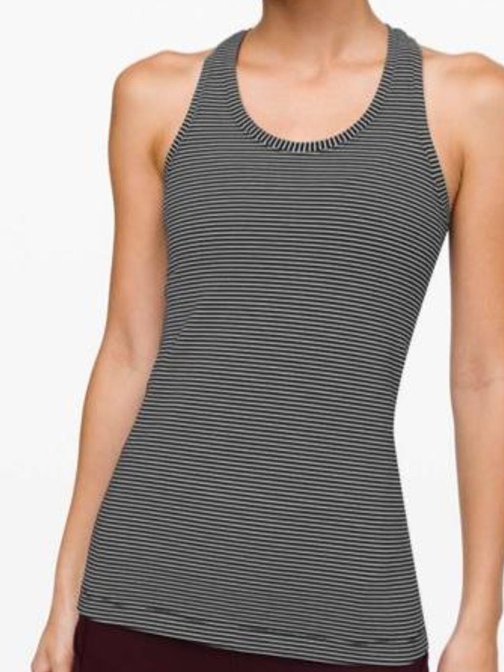 lululemon black and white striped racerback tank